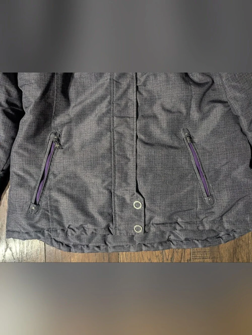 Zeroxposur Womens Charcoal Gray Puffer Jacket Removable Hood Size L Pockets NWOT